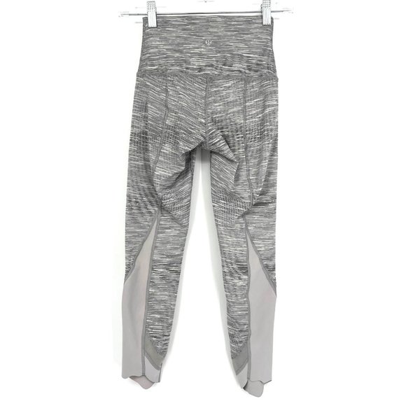 Lululemon Size 2 Wunder Under Crop II Roll Down Scallop Grey Leggings Space Dye - Picture 6 of 9
